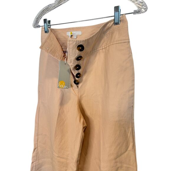 BODEN NWT High Waist Wide Leg Trousers Size US 2 Petite Cotton Linen $159 MSRP - Picture 10 of 12